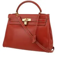 Сумка Hermès Kelly 32 см из коробчатой кожи кирпично-красного цвета