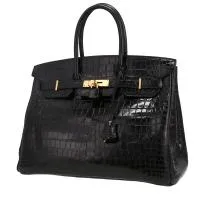 Сумка Hermès Birkin 35 см из черной пористой крокодиловой кожи