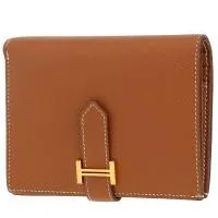 Кошелек Hermès Bearn из кожи цвета эпсом золотого цвета