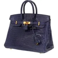 Сумка Hermès Birkin 25 см из пористой кожи крокодила Blue Ink