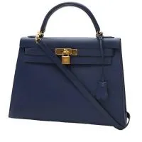 Сумка Hermès Kelly 32 см из синей кожи эпсома