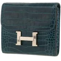 Кошелек Hermès Constance из синей кожи аллигатора
