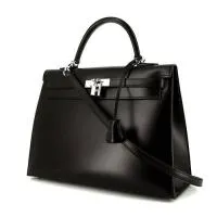 Сумка Hermes Kelly 35 см из черной коробчатой кожи