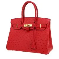 Сумка Hermès Birkin 30 см цвета страуса красного цвета