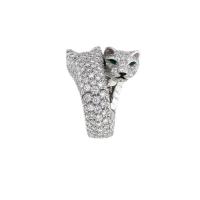 Полужесткое кольцо Cartier Panthère Lakarda из белого золота с бриллиантами и изумрудами