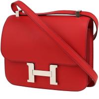 Сумка через плечо Hermès Constance крупной модели из красной кожи Swift
