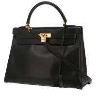 Сумка Hermès Kelly 32 см из черной коробчатой кожи