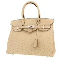 Сумка Hermès Birkin 30 см цвета бежевого страуса