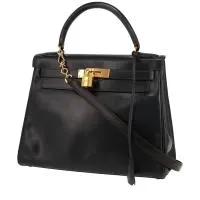 Сумка Hermès Kelly 28 см из темно-синей коробчатой кожи