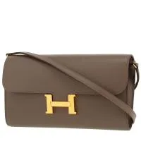 Сумка через плечо Hermès Constance Long To Go из серой кожи эпсома