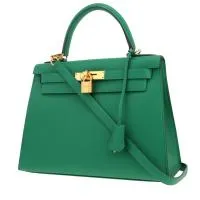Сумка Hermès Kelly 28 см из кожи Vertigo зеленого цвета Epsom