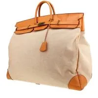 Дорожная сумка Hermès Haut à Ceroies из бежевой парусины и натуральной кожи