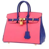 Сумка Hermès Birkin высотой 25 см из кожи цвета эпсом розового азалия и цвета электрик