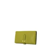 Кошелек Hermès Béarn из козьей кожи зеленого цвета Шартрез