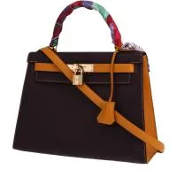 Сумка Hermès Kelly 28 см из кожи Mysore фиолетового и оранжевого цвета