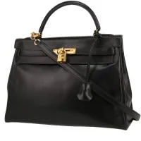 Сумка Hermès Kelly 32 см из черной коробчатой кожи