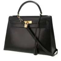 Сумка Hermès Kelly 32 см из черной коробчатой кожи