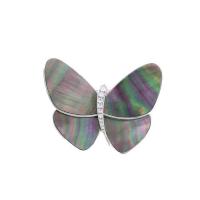 Брошь Van Cleef & Arpels Papillon из белого золота с перламутром и бриллиантами