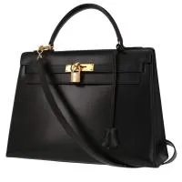 Сумка Hermès Kelly 32 см из черной коробчатой кожи