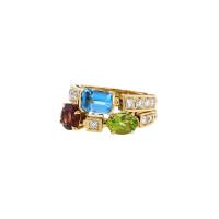 Шарнирное кольцо Bulgari Allegra средней модели из желтого золота с бриллиантами и цветными камнями