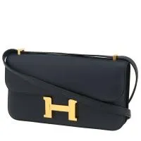 Сумка Hermès Constance Elan из кожи цвета эпсом синего цвета индиго