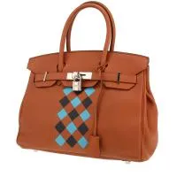 Сумка Hermès Birkin 30 см с плетением из золотистой кожи Swift