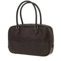 Сумка Hermès Mini Plume из кожи аллигатора графитово-серого цвета
