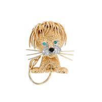 Крупная брошь Van Cleef & Arpels Lion Ebouriffé 1960-х годов из желтого золота с бриллиантами и изумрудами