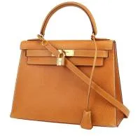 Сумка Hermès Kelly 28 см из золотистой кожи Pecari