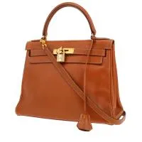Сумка Hermes Kelly 28 см из кожи золотистого цвета Courchevel
