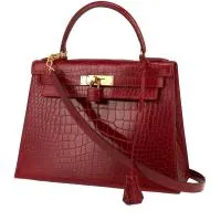 Сумка Hermès Kelly 28 см из ярко-красной кожи аллигатора