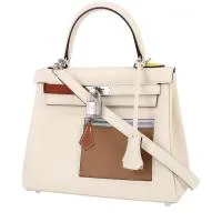 Сумка Hermès Kelly 25 Colormatic из кожи Swift Nata, Brume Blue, Mauve Sylvestre Copper и Lime Yellow.