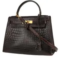 Сумка Hermès Kelly 28 см из коричневого цвета кожи крокодила.