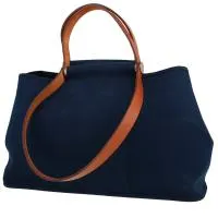 Сумка-шоппер Hermès Cabag из парусины темно-синего цвета и яловой кожи Hunter