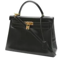 Сумка Hermès Kelly 32 см из черной коробчатой кожи