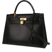 Сумка Hermès Kelly 32 см из черной коробчатой кожи