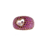 Кольцо Chopard Happy Diamonds из розового золота с бриллиантами, розовыми сапфирами и рубинами