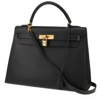 Сумка Hermès Kelly 32 см из темно-синей кожи Courchevel
