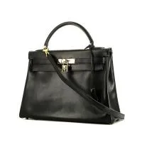 Сумка Hermès Kelly 32 см из черной коробчатой кожи