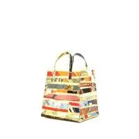Маленькая модель сумочки Hermès Cas du Sac из кремового синтетического материала и разноцветного шелка.