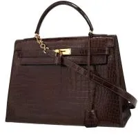 Сумка Hermès Kelly 32 см из коричневого крокодилового цвета