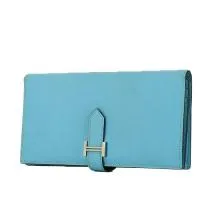 Кошелек Hermès Синий кожаный кошелек Epsom