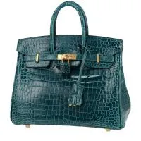 Сумка Hermès Birkin 25 см из зеленой пористой крокодиловой кожи