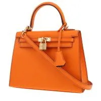 Сумка Hermès Kelly 25 см из оранжевой кожи Epsom