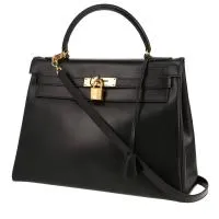 Сумка Hermès Kelly 32 см из черной коробчатой кожи