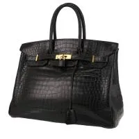 Сумка Hermès Birkin 35 см из черной пористой крокодиловой кожи