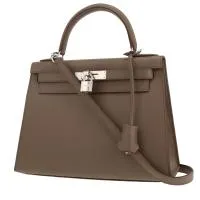 Сумка Hermes Kelly 28 см из серой кожи эпсома