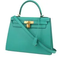 Сумка Hermès Kelly 28 см из зеленой кожи эпсома