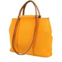 Сумка-шоппер Hermès Cabag из канвы Jaune d'Or и коричневой яловой кожи Hunter