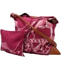 Сумка через плечо Hermès Silk City из розового шелка и кожи Barénia.